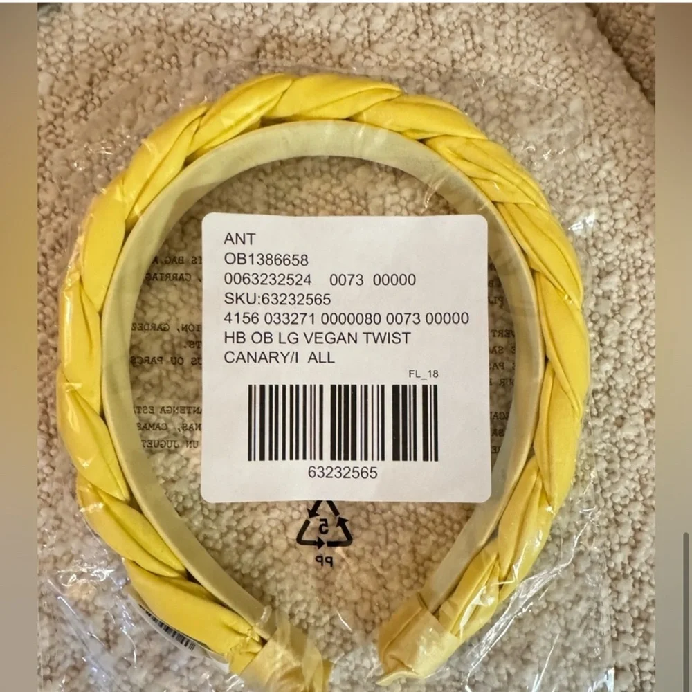 NWT Anthropologie Braided Yellow Headband